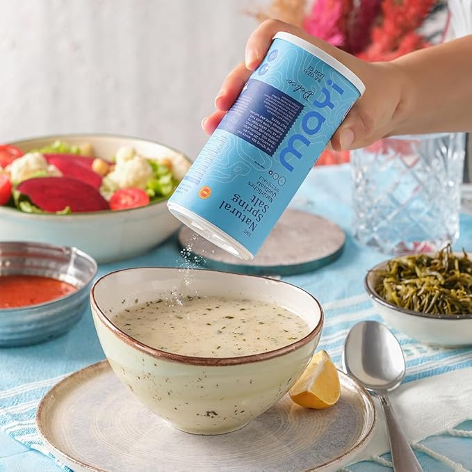 MAYİ Ancient Natural Spring Fine Ground Salt Shaker 8.8 oz - Hand-Harvested, Kosher