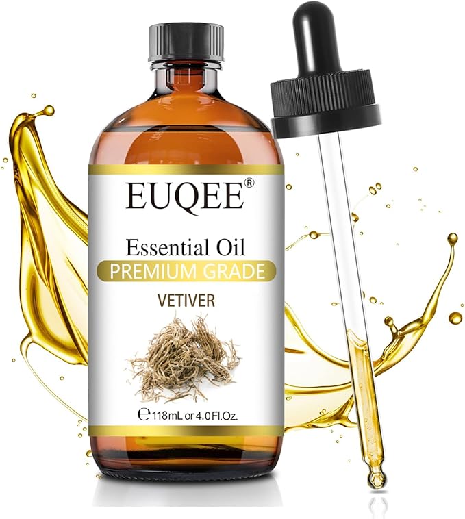 Vetiver Essential Oil 4oz/118ML Large Bottle Vetiver Oil Premium Essential Oil for Candle Making