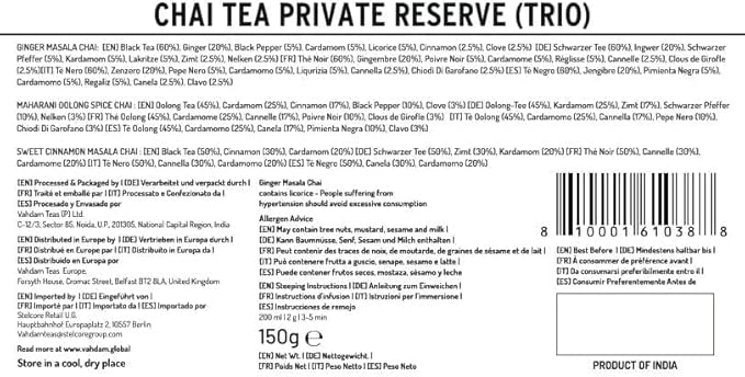 VAHDAM, Oprah's Favorite Tea Gift Sets | 3 Premium Chai Teas in Golden Tin Caddy Gift Box | Exotic