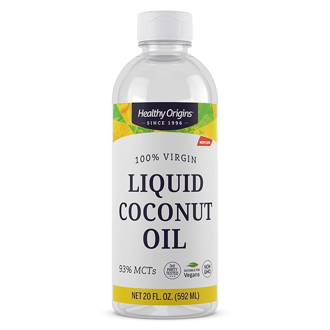 Healthy Origins Coconut Oil, Liquid (100% Virgin) - Virgin, Unrefined, Cold-Pressed Liquid Coconut