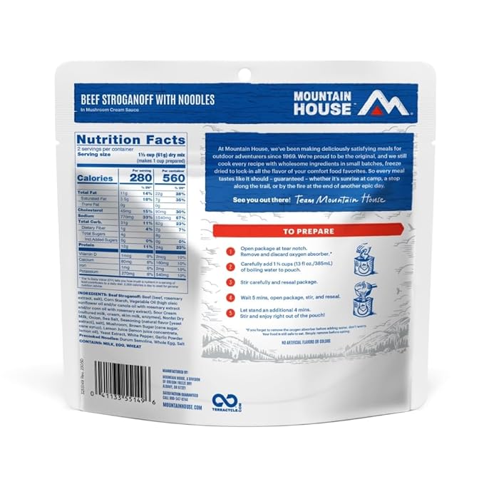 Mountain House Beef Stroganoff with Noodles | Freeze Dried Backpacking & Camping Food | 6-Pack