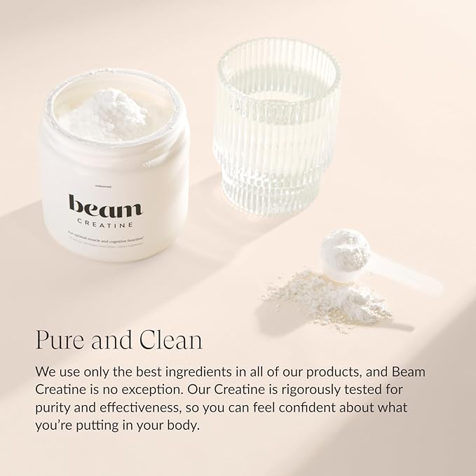 Beam Creatine Monohydrate Powder - Micronized Creatine for Muscle Growth, Strength, Endurance &
