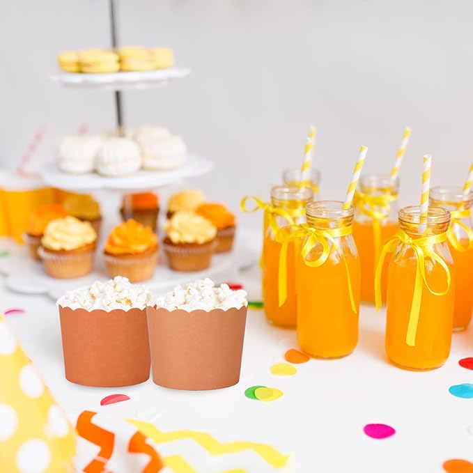Whaline 120Pcs Orange Paper Baking Cups Scalloped Edge Cupcake Wrappers Gradient Orange Cupcake