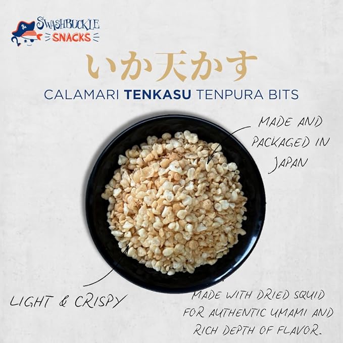 Calamari Tenkasu Tempura Bits 10.58 Ounce, Authentic Japanese Snack by Swashbuckle Snacks, Made in