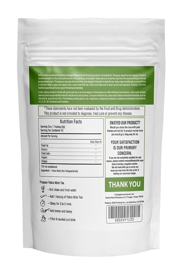 Herbal Hermit Yerba Mate herbal-teas with 50 tea bags Natural Yerba Matte Rich in Chlorophyll, Made