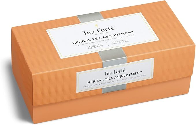 Tea Forte Assorted Herbal Presentation Box Tea Gift Set Sampler, 20 Count, 2 of Each Variety