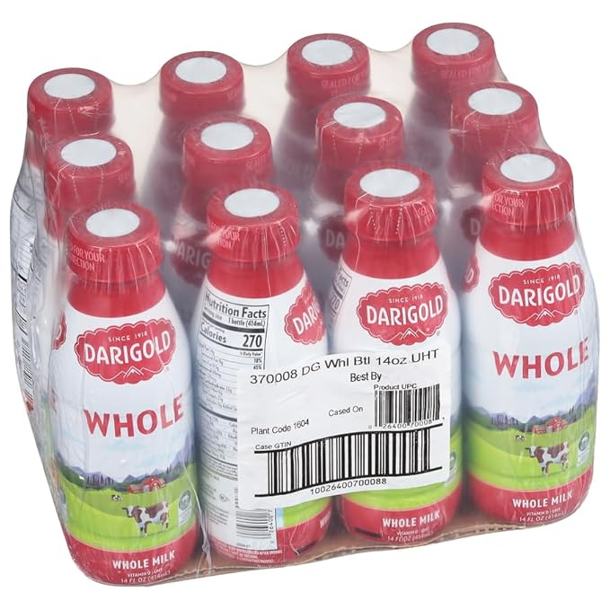 Darigold Shelf Stable Whole Milk with 12 Essential Nutrients, 15g Protein, rsBT Free - 14oz, 12