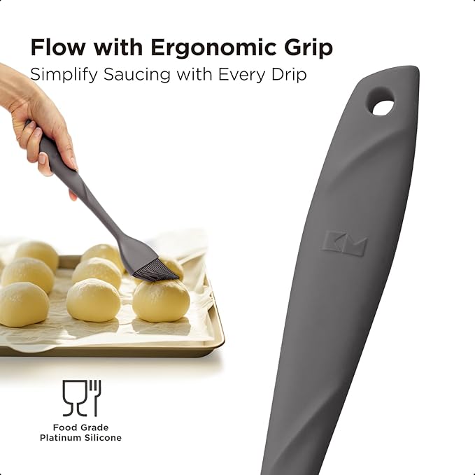 Kitchen Mama WaltzGrip Platinum Silicone Basting Pastry Brush: Set of 2 Heat-Resistant Brushes for