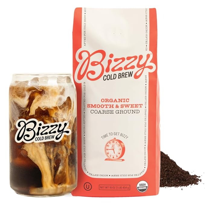 Bizzy Organic Cold Brew Coffee | Smooth & Sweet Blend | Coarse Ground Coffee | Micro Sifted |