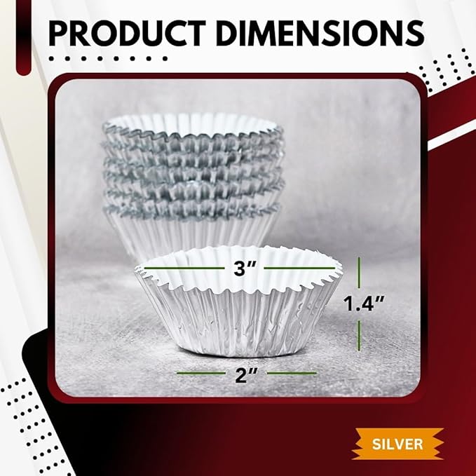 Green Direct Standard Size Silver Cupcake Liners ??Pack of 240 Paper Baking Cups for Muffin Pans