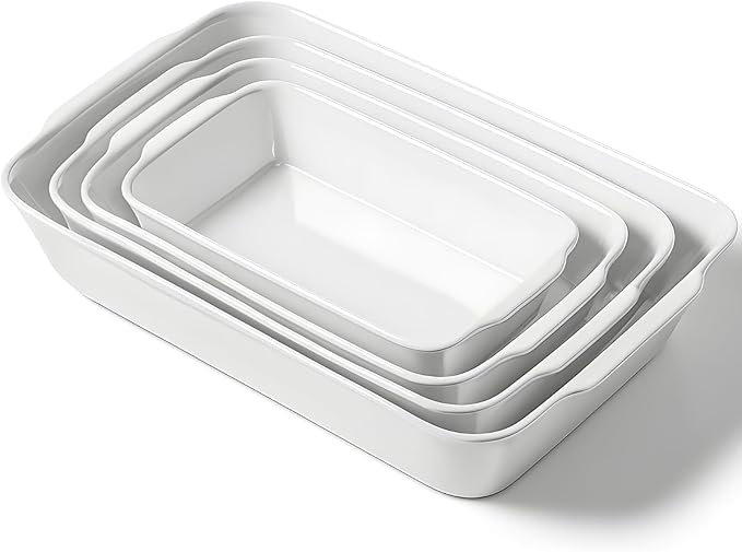Baking Dish Set for 4, Ceramic Bakeware Sets with Handles, Casserole Dishes for Oven, Kitchen