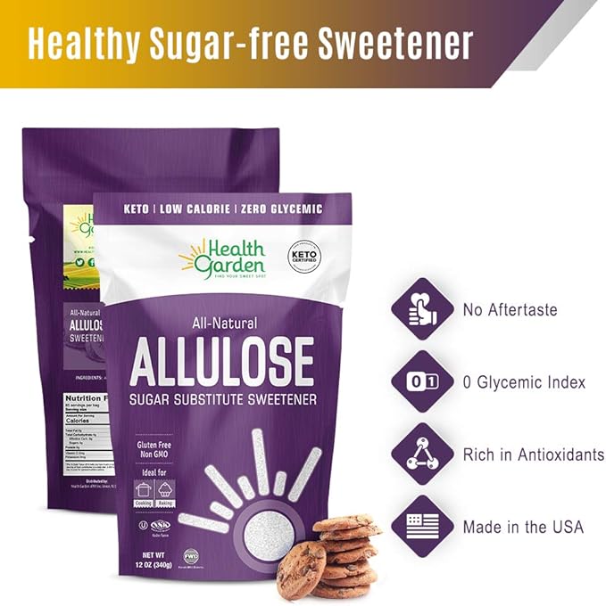 Health Garden Allulose Sweetener - Gluten and Sugar Free - Zero Net Carb - Non GMO - Kosher - Keto