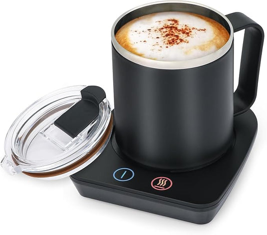VOBAGA Coffee Mug Warmer with 15oz Mug Set, Electric Coffee Cup Warmer with Three Temperature