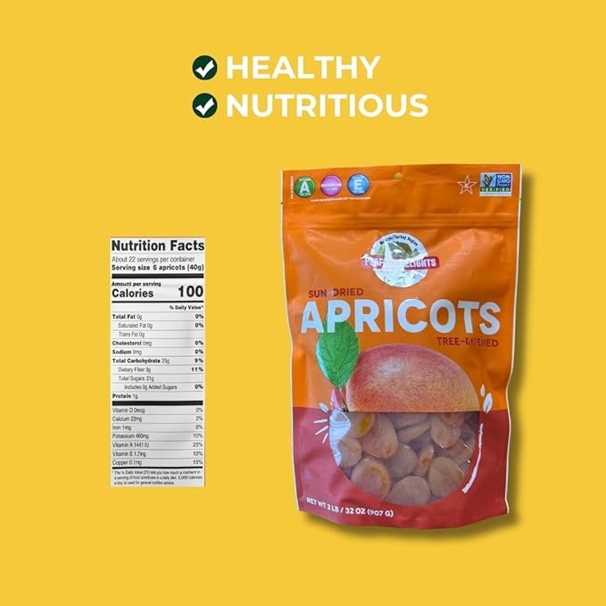 Perfect Delights Sun-Dried Turkish Apricots, Vegan & Healthy Fruit Snack for Kids and Adults