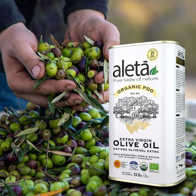 Aleta Farms Olive Oil Extra Virgin, USDA Organic, Single Estate PDO Polyphenol Rich Olive Oil, Cold
