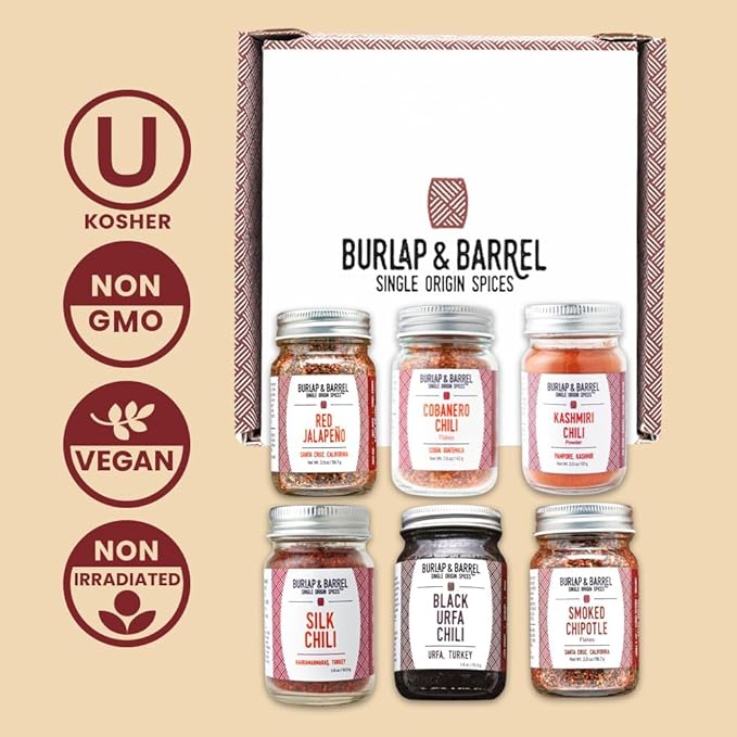 Burlap & Barrel Chili 6-Pack Gift Set- As Seen on Shark Tank! 6 of Our Favorite Chilis From Around