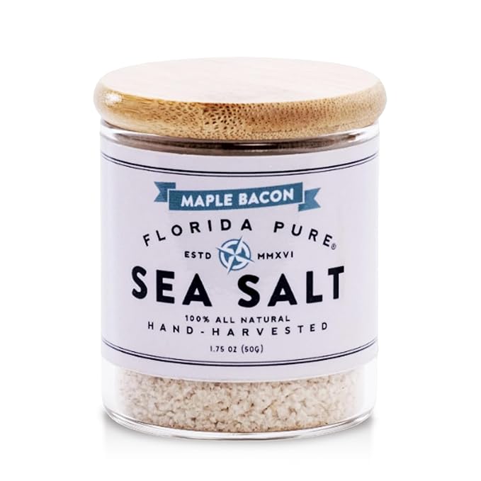 FLORIDA PURE Maple Bacon Sea Salt - Smoky Bacon Salt, 80+ Mineral Sea Salt Unrefined, Non Iodized