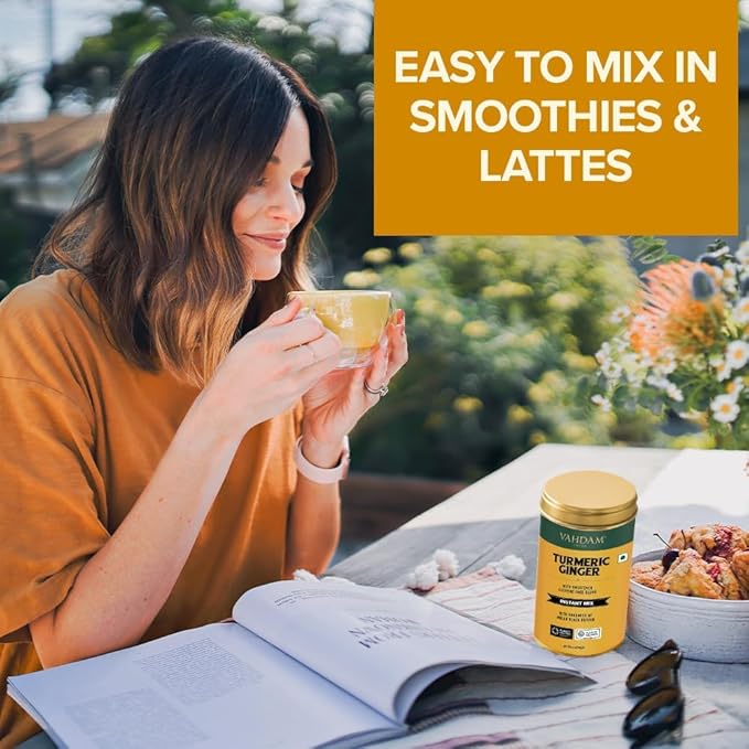 VAHDAM, Golden Milk Powder/Turmeric Ginger Latte Mix (100g, 40 Cups) Caffeine-Free | Powerful