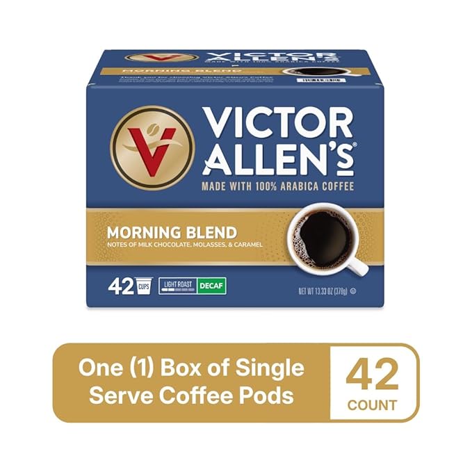 Victor Allen's Coffee Decaf Morning Blend, Light Roast, 42 Count, Single Serve Coffee Pods for