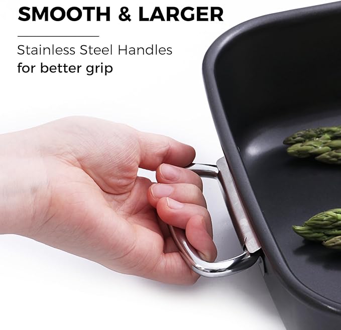 HONGBAKE Lasagna Pan 3 Inch Deep, 15x10" Baking Pan for Oven, Nonstick Cake Baking Dish for