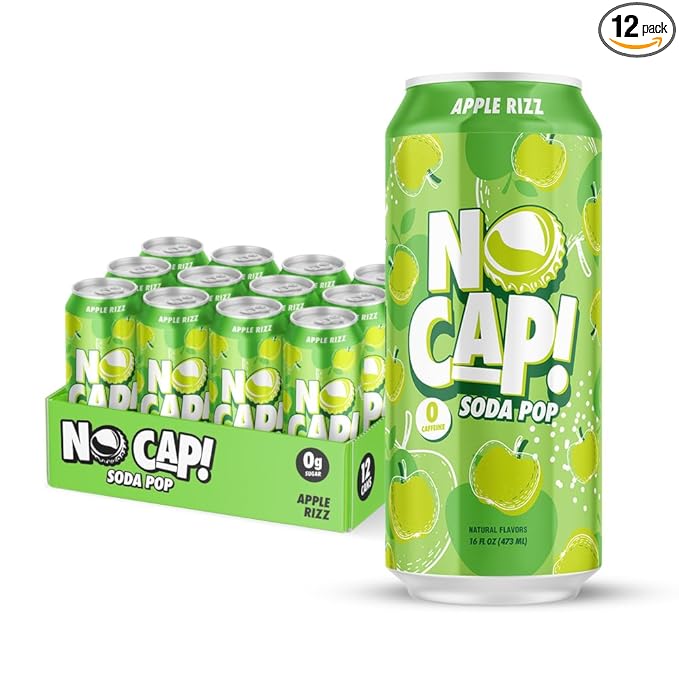 No Cap! Healthy Soda Drinks For Kids, Teenagers & Adults,Natural Flavors, Zero Sugar, Zero Calorie