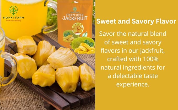 NOKKI FARM Freeze Dried Jackfruit - Healthy & Exotic Tropical Superfood Snacks, No Added Sugar or