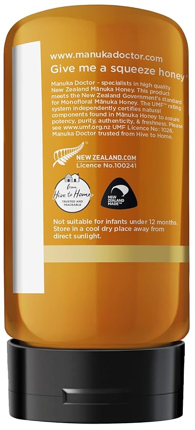 MANUKA DOCTOR - Manuka Honey SQUEEZY MGO 182+ / UMF8 DUAL RATED Monofloral, 100% Pure New Zealand