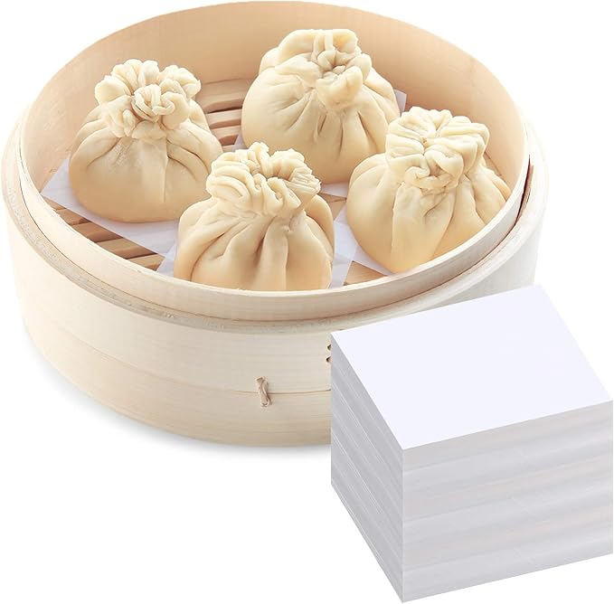 Patelai 1500 Pcs Square Parchment Paper Sheets 2.75 x 2.75 Inch Bamboo Steamer Wax Paper Air Fryer