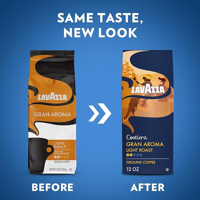 Lavazza Costiera Gran Aroma Ground Coffee 12oz Bag, Light Roast, Smooth and Aromatic Taste