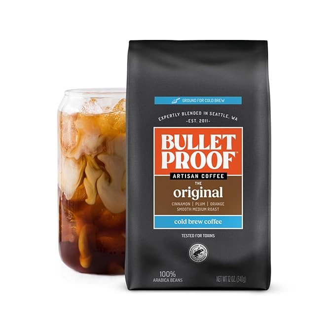 Bulletproof Original Medium Roast Coarse Ground Cold Brew Coffee, 12 Ounces, Clean and Tested for