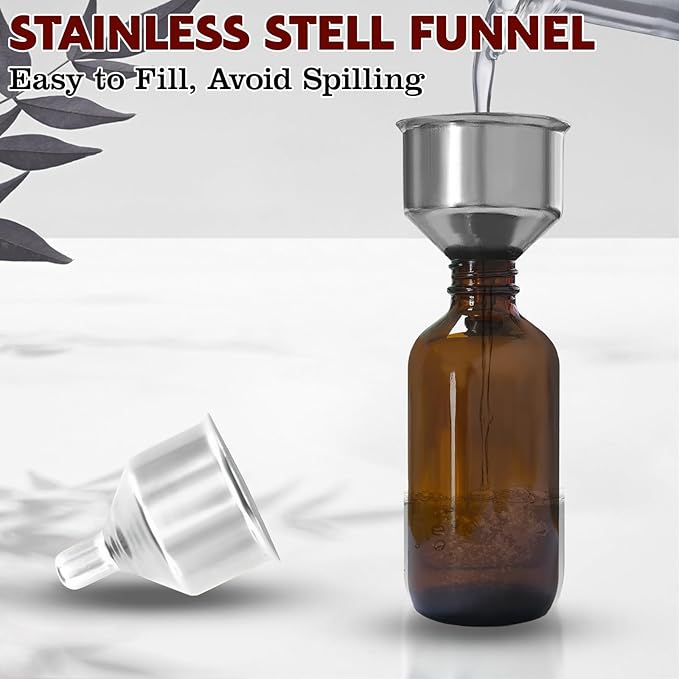 12 Pack 2 Ounce Amber Glass Bottle with Lids Vanilla Extract Homemade Brown Bottle 2 oz and 12Pcs