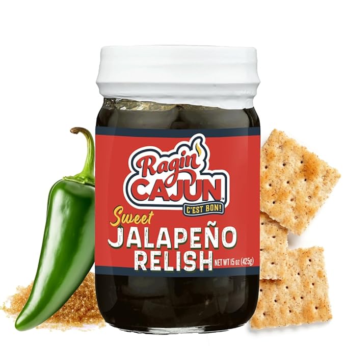 Sweet Jalapeno Relish - 15 oz Jar, All Natural - Spicy Sweet Louisiana Condiment for Dips, Hot