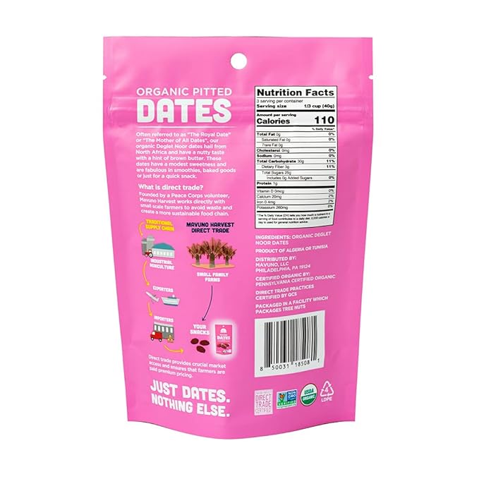 Mavuno Harvest Pitted Dates Dried Fruit Snacks | Organic Dried Dates | Healthy Snacks for Kids and