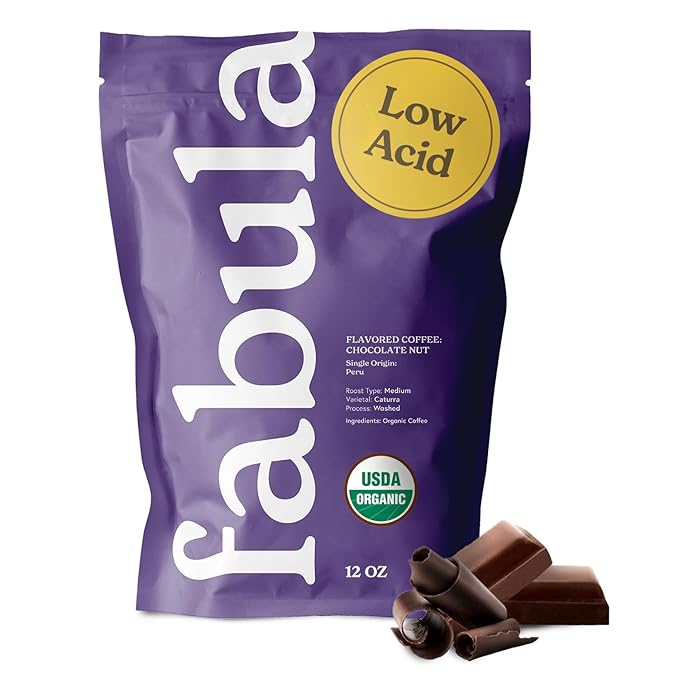 Fabula Chocolate Nut Flavored Organic Coffee Freshly Ground - Organic - Low Acid - Single Origin