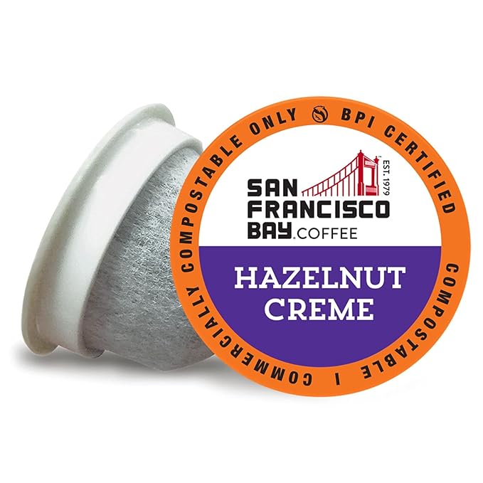 San Francisco Bay Compostable Coffee Pods - Hazelnut Crème (36 Ct) K Cup Compatible including