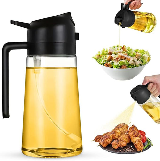 2-in-1 Olive Oil Dispenser Bottle, Spray and Pour, Multi-Use Kitchen Gadget, Food-Grade, Salad