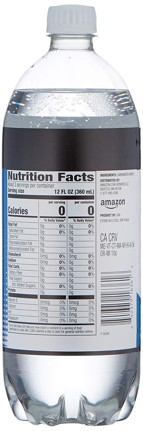 Amazon Brand - Happy Belly Seltzer Sparkling Water, 33.8 fl oz (Pack of 6)