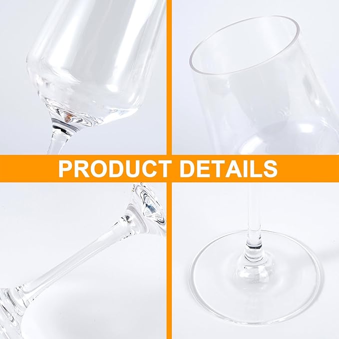KOXIN-KARLU Unbreakable Classic 18 ounce All-Purpose Plastic Stem Wine Glasses Acrylic Glasses, Set