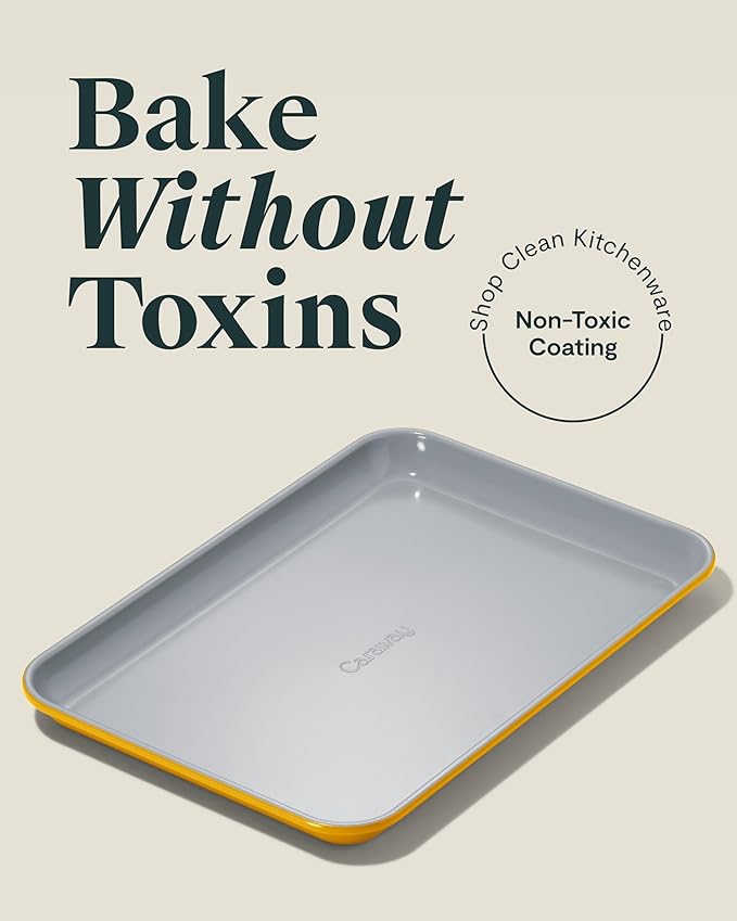 Caraway Nonstick Ceramic Small Baking Sheet (9x13”) – Non-Toxic, PTFE & PFOA Free – Oven Safe