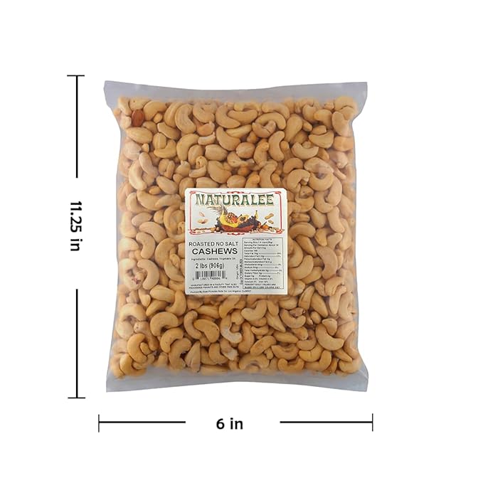 Naturalee Cashews 2 lbs - Roasted, Unsalted - Natural Heart Healthy Snack