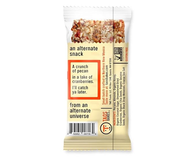 Taos Bakes - Caramel Pecan + Cranberries - Breakfast Bars - 5g Fiber & Gluten Free - Healthy Snacks