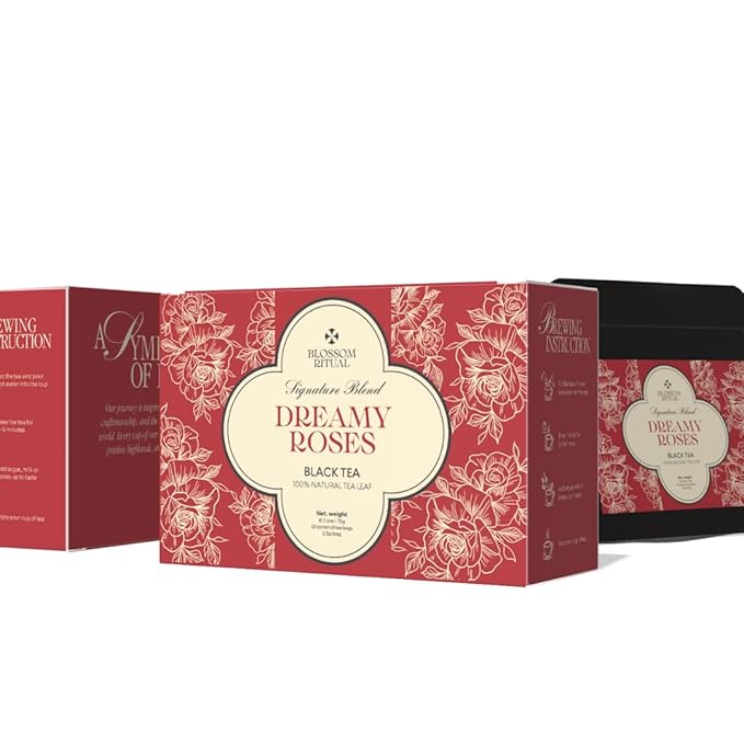 BLOSSOM RITUAL Dreamy Roses – Black Tea Loose Leaf – 20 Natural Based Pyramid Bags – Serve Upto 60