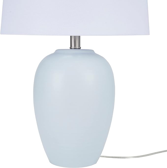 Nourison Home 23" Coastal Blue Ceramic Pot Table Lamp for Bedroom, Living Room, Dining Entryway
