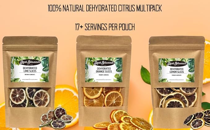 3-Pack Dehydrated Orange, Lemon, Lime Slices | 4.5 OZ | Approx 50+ Slices In Total | 100% Natural |