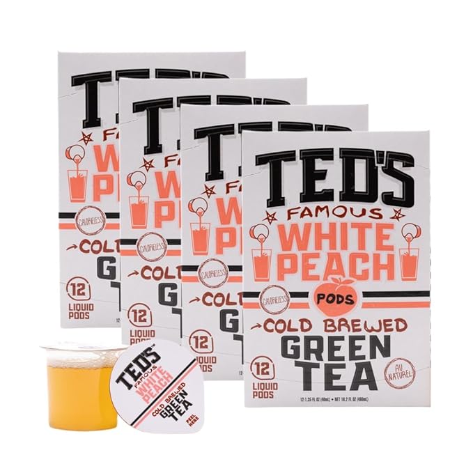 Ted's Tea by Java House - Single Serve Liquid Concentrate Pods - Peel and Pour - White Peach Green