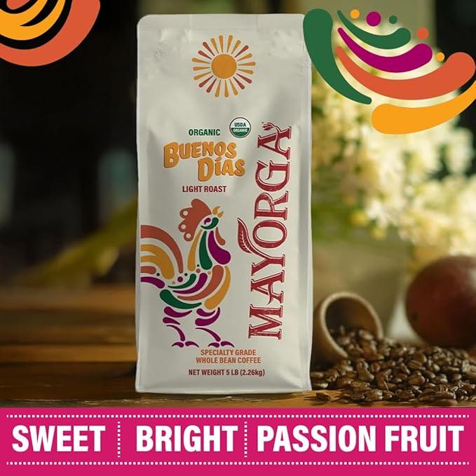 Mayorga Organic Coffee 5lb Buenos Dias - Light Roast Whole Bean Coffee Specialty Grade, 100%