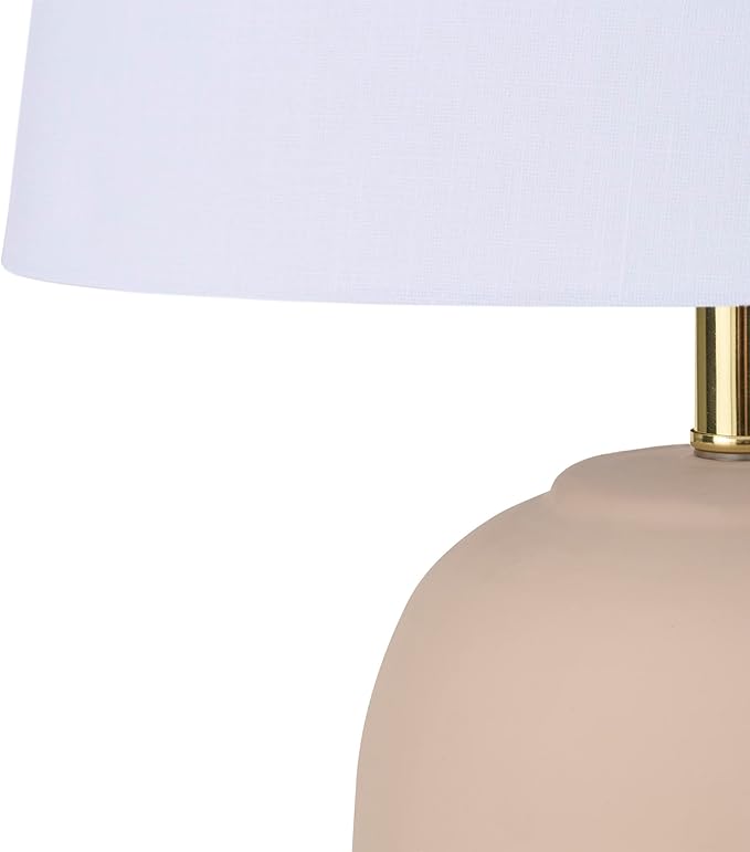 Nourison Home 23" Light Pink Ceramic Jar Table Lamp for Bedroom, Living Room, Dining Office, with