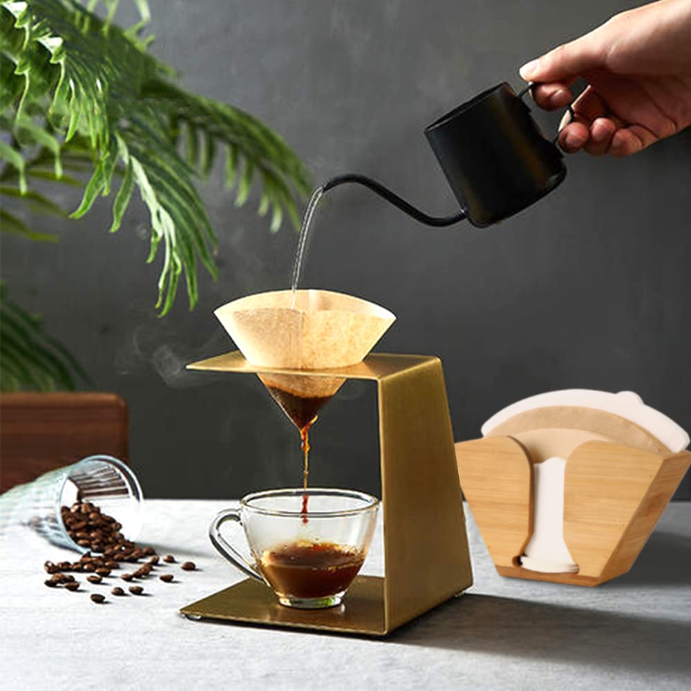 Unibene Bamboo Coffee Filter Holder, Coffee Paper Storage Container Dispenser Rack Shelf for