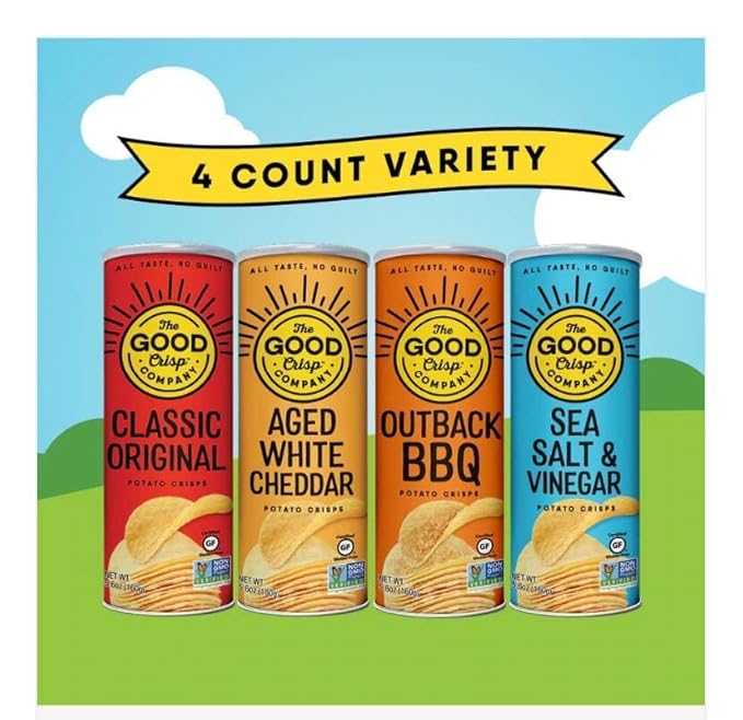 The Good Crisp Company, Potato Chips Variety Pack, 5.6 Ounce Canisters, Pack of 4 (Variety Pack)