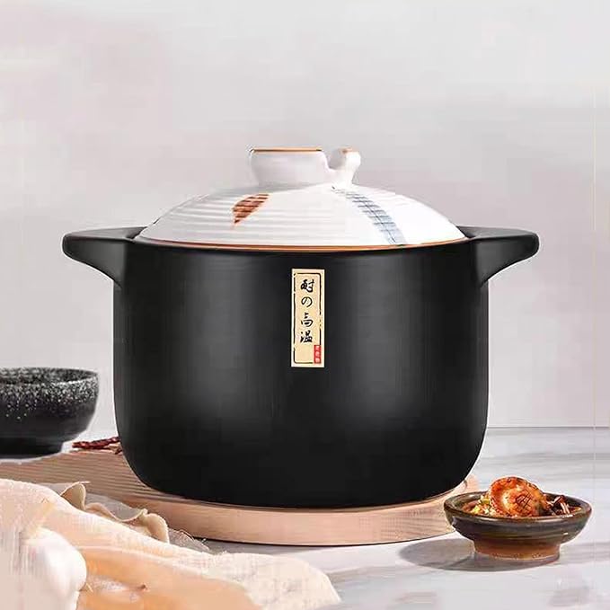 4.6 Quart Ceramic Casserole,with Lid Ceramic Pot,Heat-Resistant Round Stew Pot Soup Pot for cook